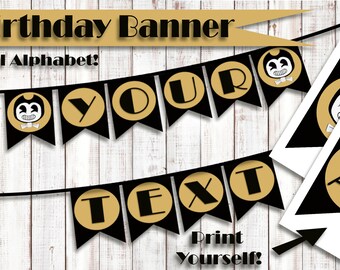 Bendy and the Ink Machine Banner, Bendy Printable Banner, Bendy Birthday, DIY Bendy Banner, Birthday Banner, Bendy Birthday decor, Printable