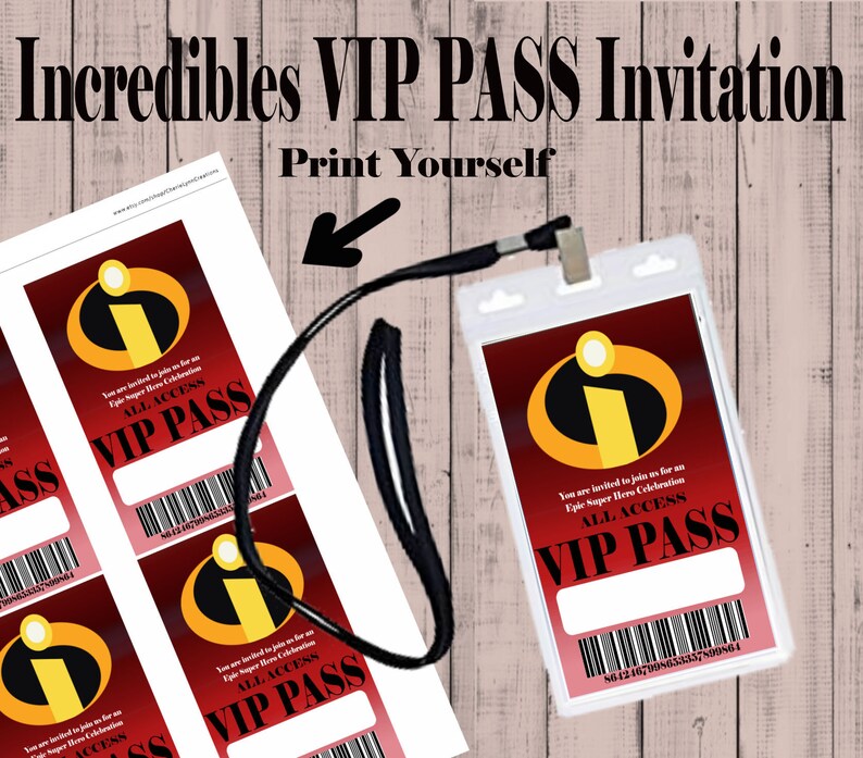 Incredibles Incredibles Birthday Vip Pass Incredibles Theme Etsy - image 0