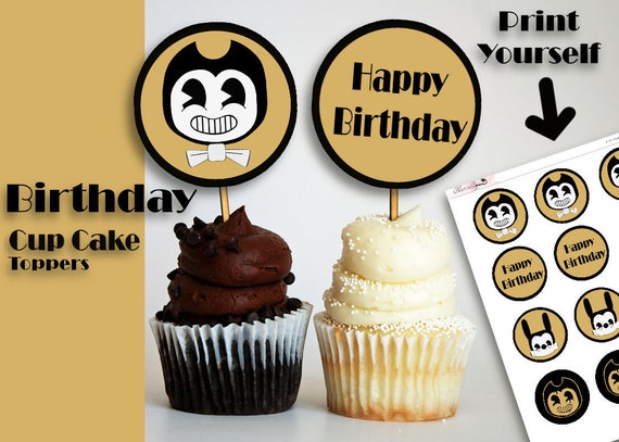 Bendy And The Ink Machine Cupcake Topper Video Game Birthday Etsy