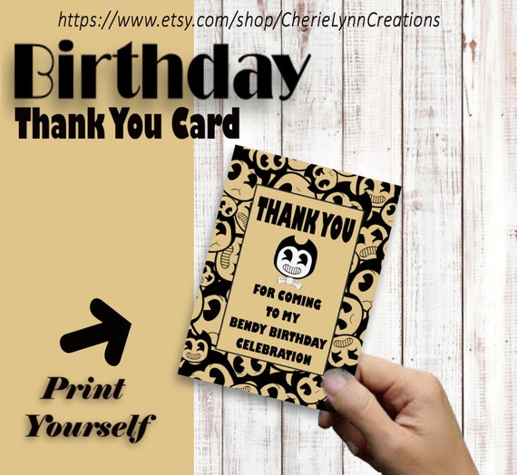 Bendy And The Ink Machine Thank You Card Bendy And The Ink Etsy - roblox inky bendy pants