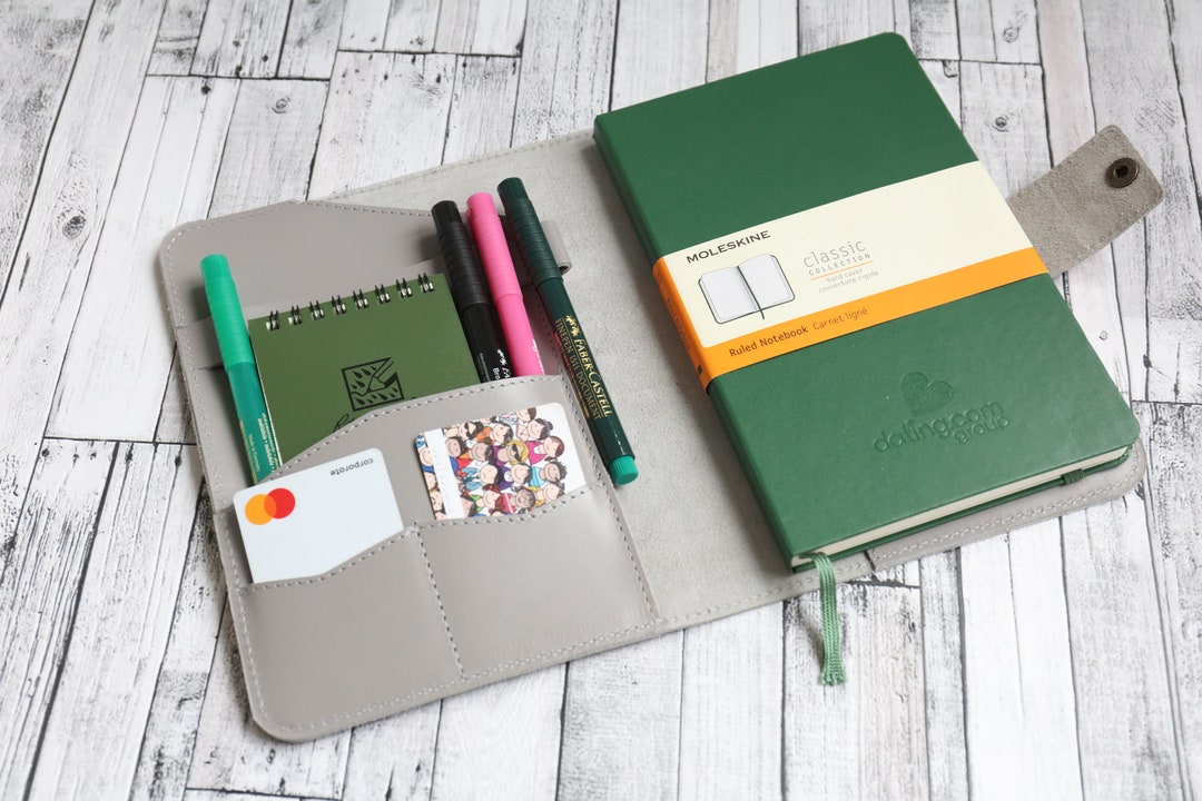 Large Moleskine Cover With Pen Loop and Snap, Field Notes Cover Leather