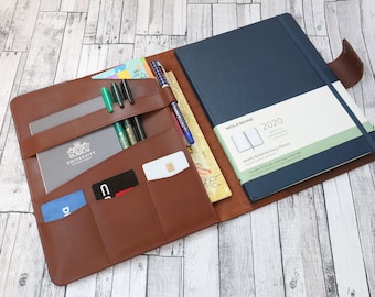 XL Moleskine Cover, Personalized Notebook XL Moleskine Organizer XL with Snap & Pen Holder, Moleskine Cahier Leather Journal Cover 7.5x9.75&quot;