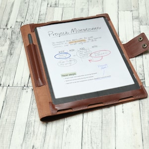 Genuine Leather Case compatible with remarkable paper pro, Pen Holder, Personalized Leather Folio Organizer, eReader Cover, Birthday Gift image 6