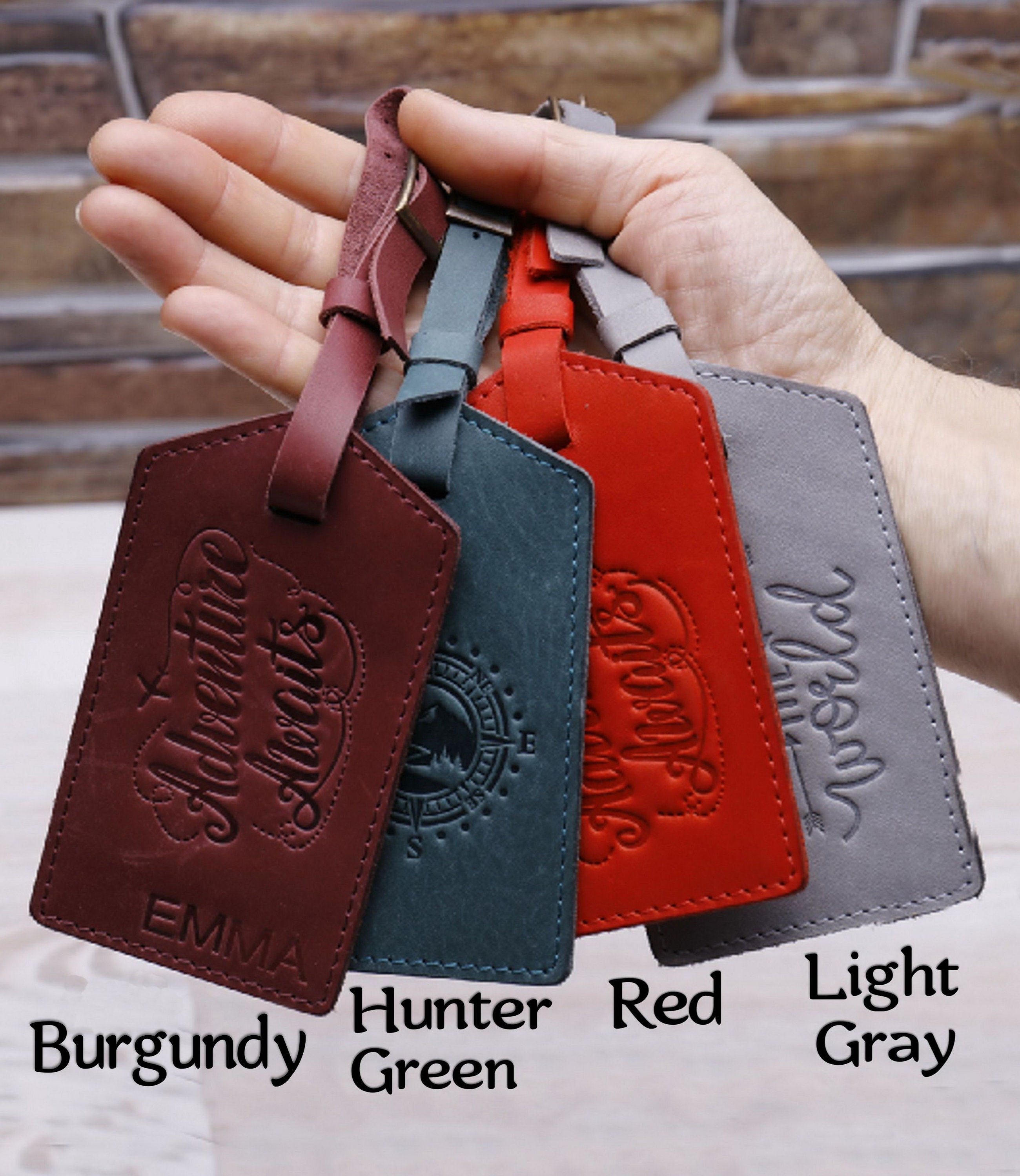 Custom Genuine Leather Luggage Tag Personalized Travel Gift Etsy