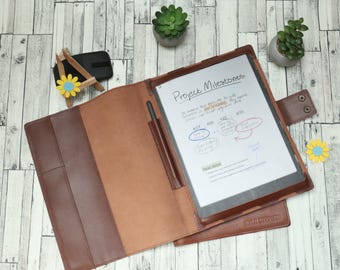 Estuche de cuero genuino compatible con Notepad Pro, portalápices, organizador de cuero personalizado, funda para lector electrónico, regalo de cumpleaños
