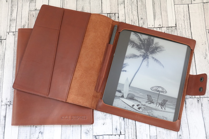 Personalized Kindle Scribe Case Leather with Pen Holder, Tablet & e-Reader Cases, Amazon Kindle Scribe Cover, Kindle 2022 Case, Gift for Him image 4