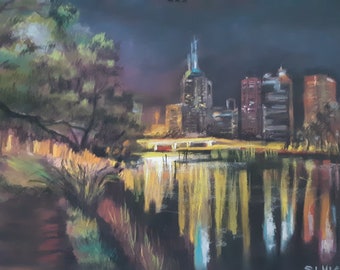 City pastel painting