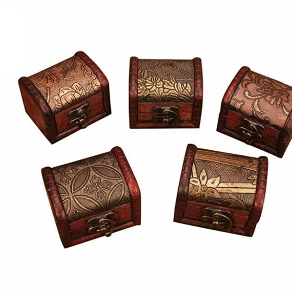 Treasure chest box Wooden Vintage Decorative Trinket Boxes Storage jewellery