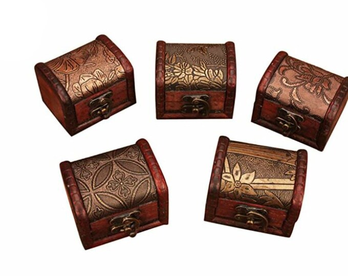 Treasure Chest Box Wooden Vintage Decorative Trinket Boxes Storage ...