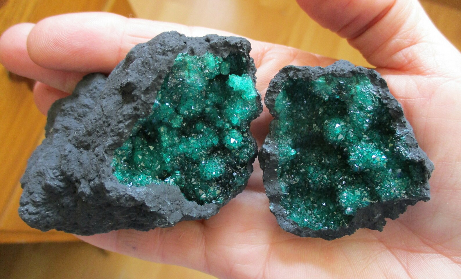 Selenite Geodes Crystal 90mm Pair Bright Green Fertility Etsy
