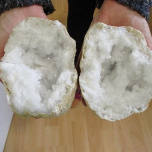 Large pair white  White Selenite Geode Crystal 130mm  fertility