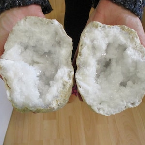 Large pair white  White Selenite Geode Crystal 100mm to 130mm  fertility