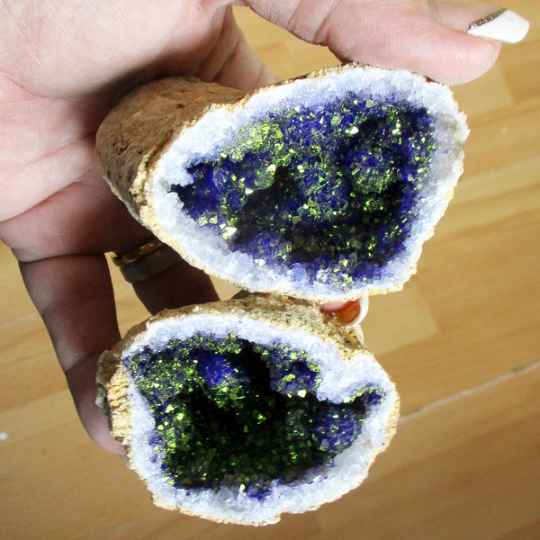 Natural Purple Gold Quartz Selentite crystal geode fertility 70mm+