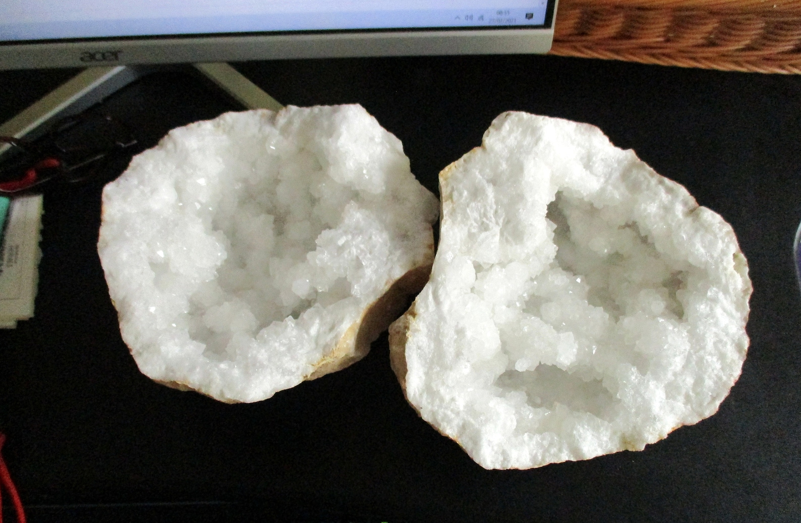 Large Pair White White Selenite Geode Crystal 130mm Fertility Etsy UK