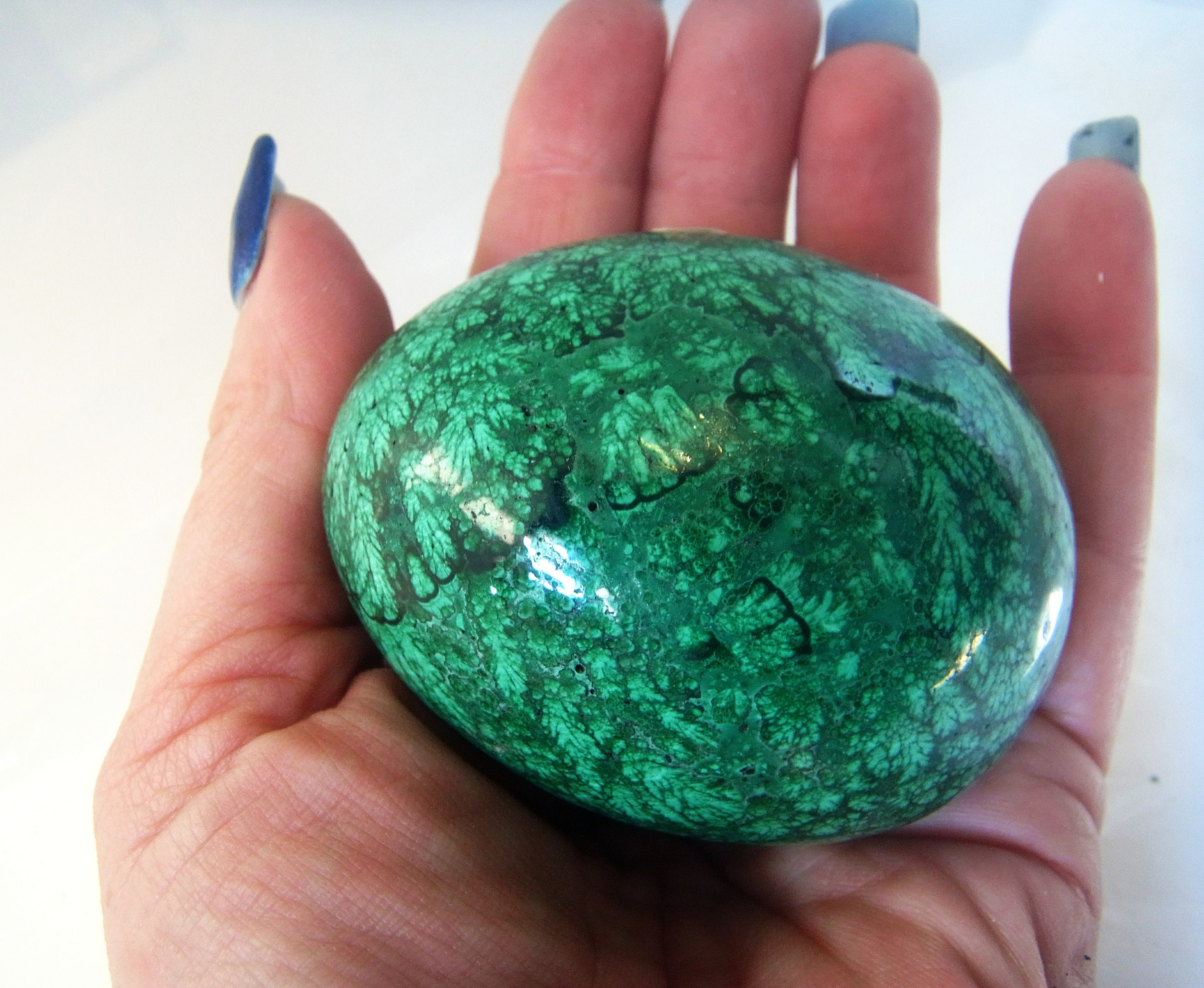 Large Malachite egg 415g 70mm natural green dark patterned Etsy