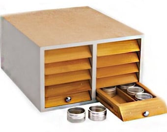Wooden Storage Cabinet with Aluminium Tins Jewellery Storage Display Box