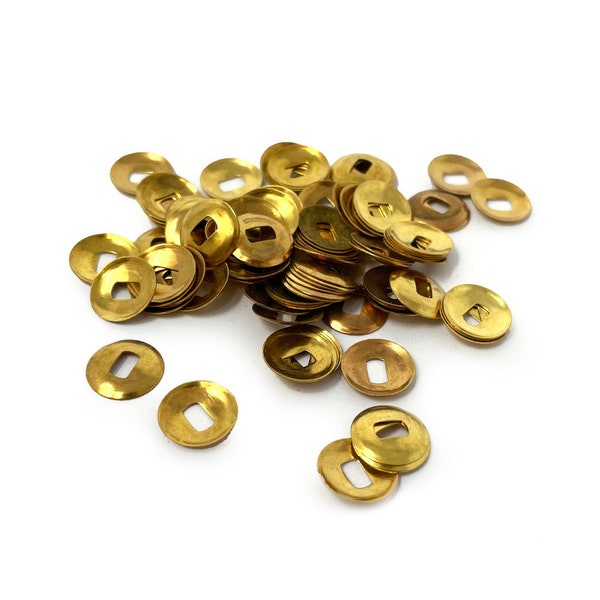 100x Brass Clock Washers Domed Oblong Hole Clockmaker Movement Repair Parts