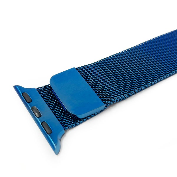 Bracelet de montre milanais en maille magnétique bleu Bracelet de montre-bracelet en métal réglable