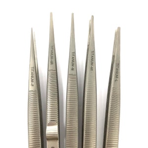 Titanium Diamond Tweezer Set of 5 Fine Medium Grooved Large Locking Jewellery Making Watch Parts Beading Modelling Crafting Tool
