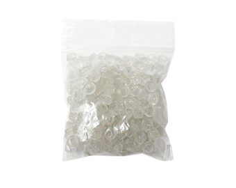 Plastic Earring Backs Clear White Scrolls Round Shape Pack of 200 Ø6mm Diameter