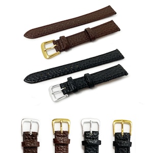 Vegan Leather Watch Strap Buffalo Grain 12mm - 20mm Brown Black Synthetic