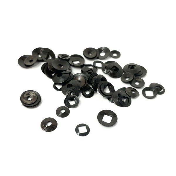 Black Domed Clock Washers Assorted x100 Square & Round Hole Steel Clockmaking