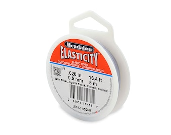 Beadalon Elasticity Satin Silver Elastic Bead Stretch Cord 5 Metres, 0.5mm, 0.8mm, 1.0mm, Beading Stringing Craft Thread