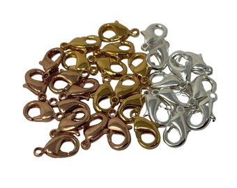 Lobster Karabiner Clasps Bracelet Necklace Findings Jewellery 10pc - 10/12/15mm Jewellers Claw Clips