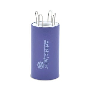 May include: Purple knitting loom with four metal hooks and the text "Artistic Wire" printed on the side.