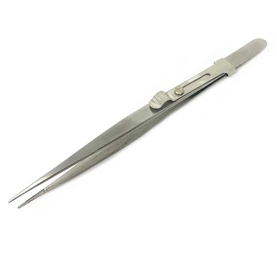 Side Locking Tweezers Lock Mechanism Clamping Tweezers Small Part Tool  Beading Tweezers Jewellery Making 