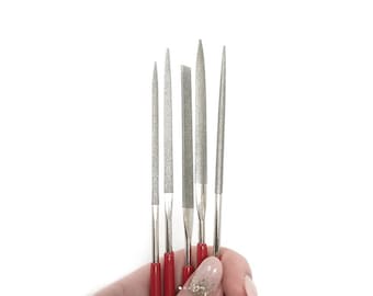 Lot De 3 Mini Limes En Métal, Petites Limes Diamantées En Métal, Limes Rondes, Plates Et