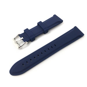 Blue Watch Strap Replacement Silicone Rubber Band 20mm 22mm 24mm 26mm 28mm with Silver Buckle Hadley Roma