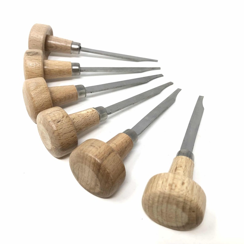 Setting Gravers Flat Edge Gravers With Wooden Handles Set of 6 for Jewellery Making ...