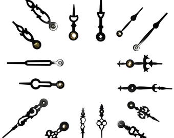 Clock Hands Minute & Hour Hands Black Painted Iron Fancy Serpentine Choose Size Clock Repair Replacement Parts