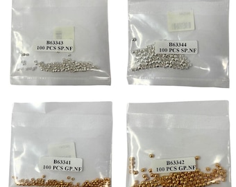 Bead Crimps Stringing Beading Jewellery Crafts 100pc - Choose Size & Colour Gold Silver