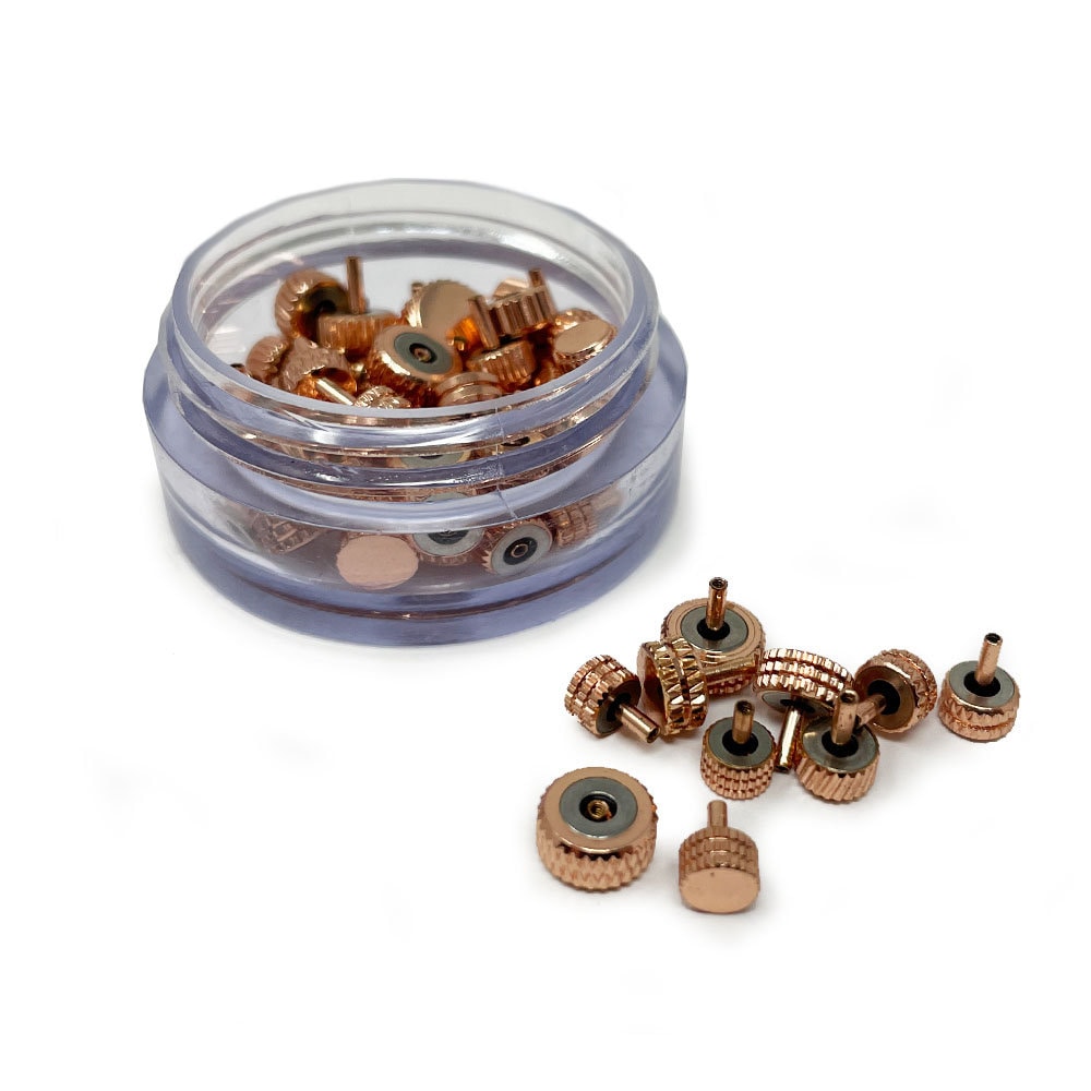 Rose Gold Watch Crowns x50 Spare Replacement Parts PVD Steel Crowns for Watches