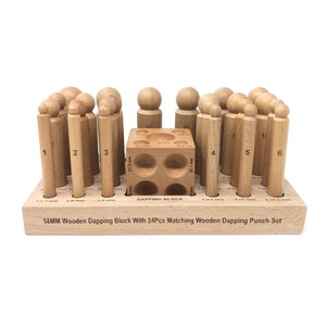 Wooden Dapping Punch Set Doming Cube Block Jeweller's Metal Forming Tool Kit 24 Pieces 7mm - 26mm