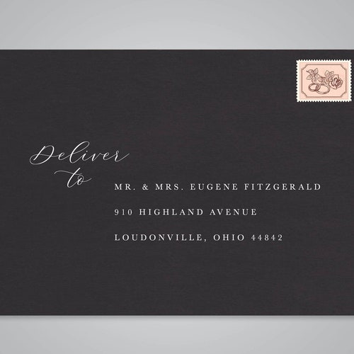 White Ink Envelope Addressing White Ink Printing Black Etsy