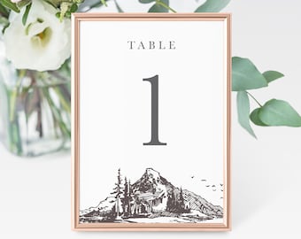 PRINTED Table Number Cards, Wedding Table Numbers