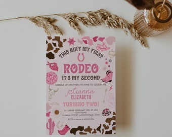 Rodeo, Second Birthday, Western, Fun, Printed Birthday Invitations / Envelopes Included + Fast Shipping