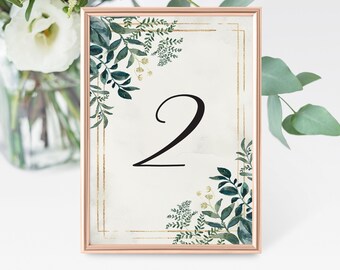 PRINTED Table Number Cards, Wedding Table Numbers