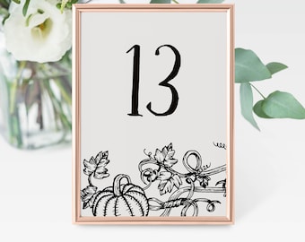 PRINTED Table Number Cards, Wedding Table Numbers