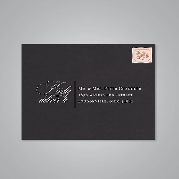 White Ink Envelope Addressing, White Ink Printing, Black, Burgundy, Blue or Purple Envelopes, Guest and Return Address Printing Included