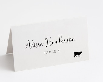 Printed Wedding Place Cards: Minimalist Script Table Seating