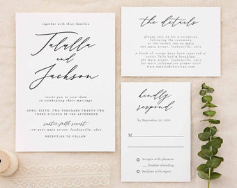 Wedding Invitation Printed Wedding Set Script Calligraphy | Etsy