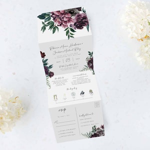 Tri Folding Wedding Invitation, Tri Fold Invite, Minimal Wedding Invitation, All in One Wedding Invite