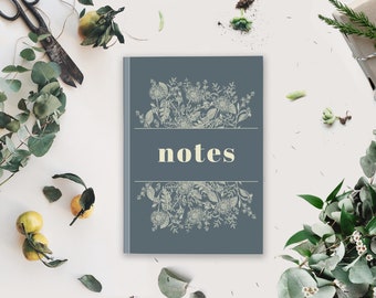32 Page Lined Notebook, Vintage Navy Design