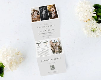 Boho Venue Watercolor Tri Fold Invitation, Custom Watercolor Rendering, Venue Watercolor