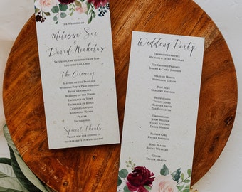 Printed Wedding Program, Ceremony Program