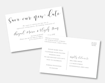 Addressed & Printed Wedding postponed postcard, Wedding postponement card, Save our new date postcard, Wedding announcement card